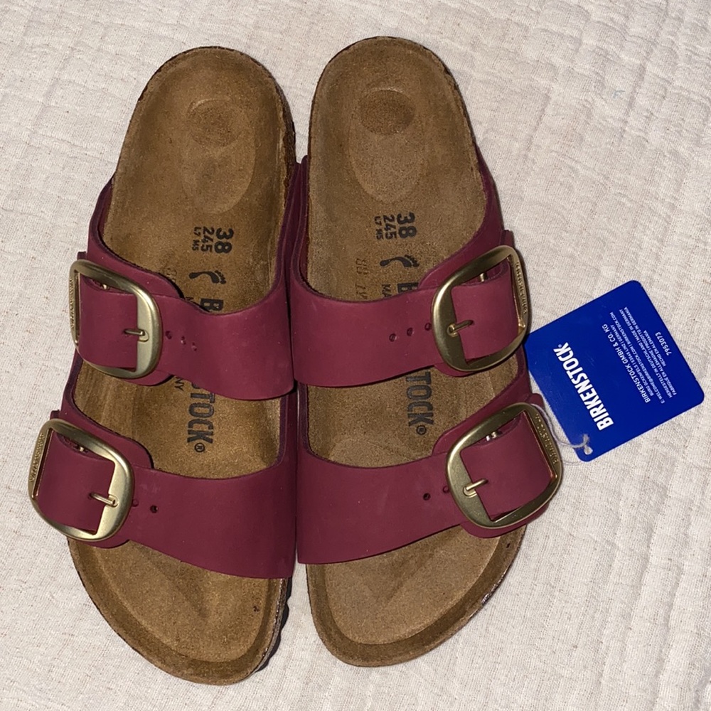 Womens Maroon Suede Birkenstocks 7.5 (38)